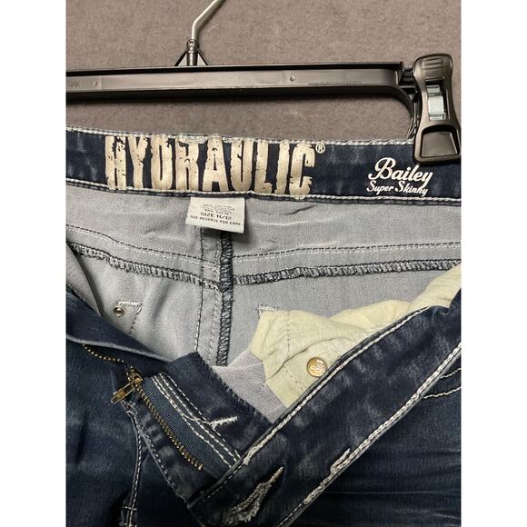JUNIOR HYDRAULIC BAILEY SUPER SKINNY DARK BLUE JEANS 11/12 EMBELLISHED - Picture 2 of 8